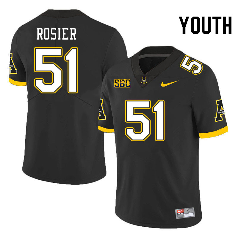 Youth #51 Anthony Rosier Appalachian State Mountaineers College Football Jerseys Stitched-Black